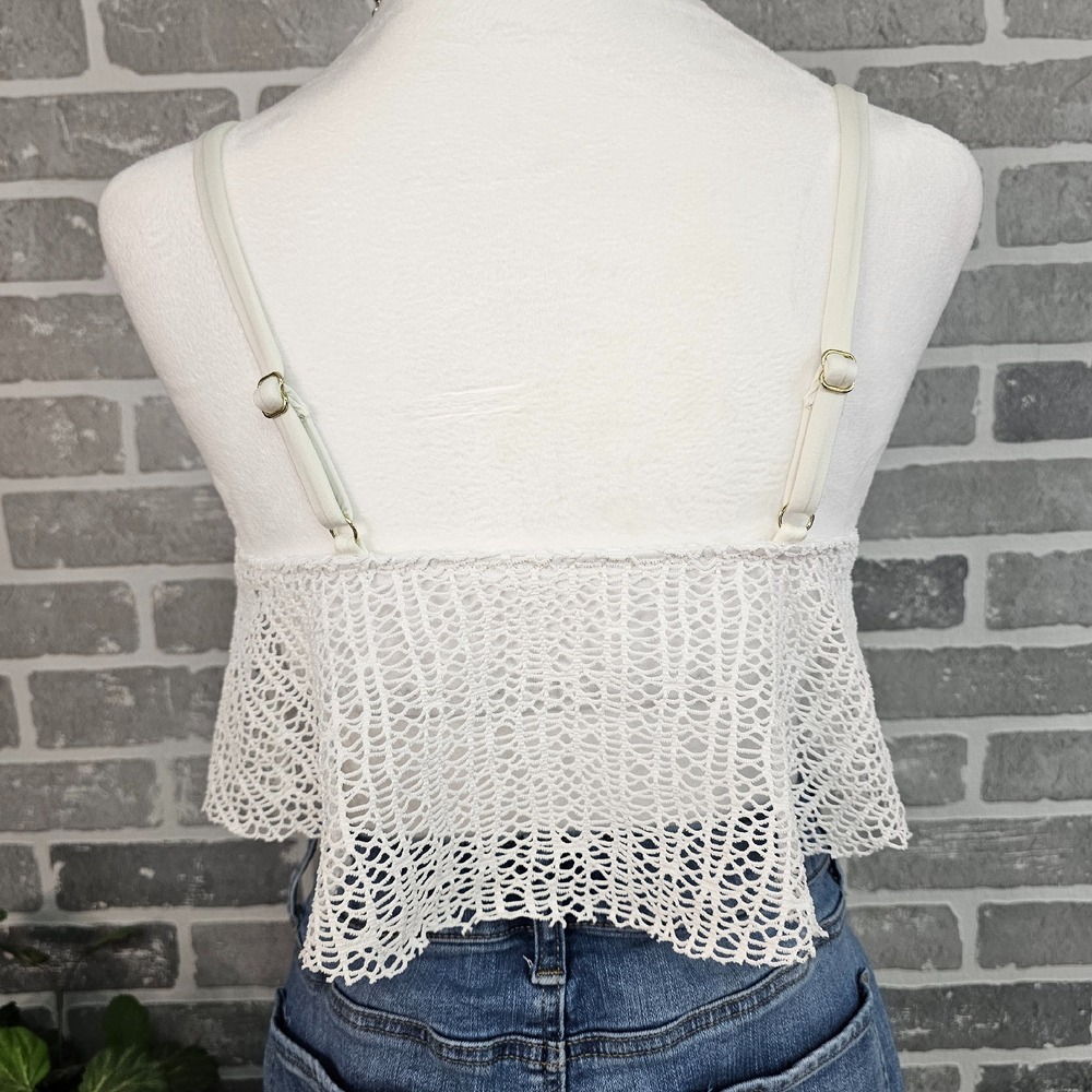 Mossimo Lace Cami Swim Top Women's Small Crochet White‎ Beach Pool Vacation Boho - Picture 2 of 5